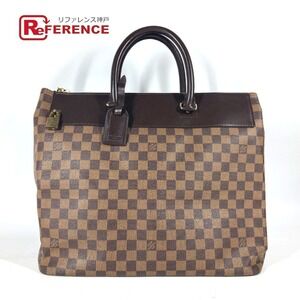 Louis Vuitton Damier Greenwich Boston Bag Tote Handbag Ebene Brown